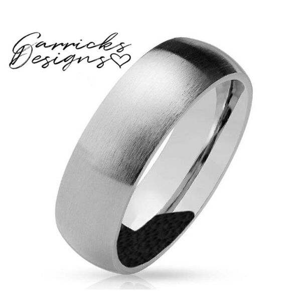 Women's Silver Promise Ring Band - Dome Brushed Steel Promise Ring For Women - Picture 7 of 10